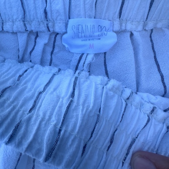 Sienna Sky White Pants with Black Stripes Bohemian Tie Front Size Medium - Picture 2 of 9